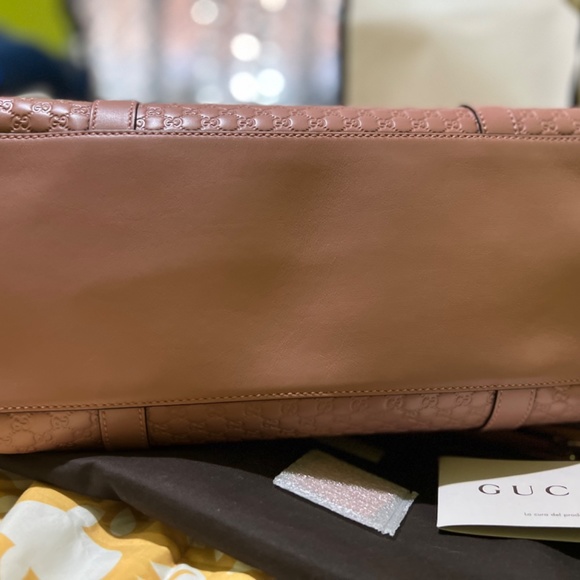 Gucci Guccissima Zip Top Handbag Purse Pink Gg Leather Shoulder Bag - Picture 7 of 16